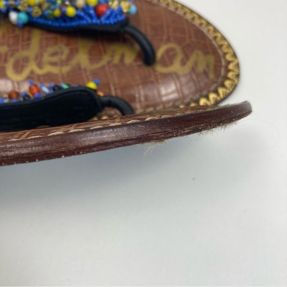 Sam Edelman Gabrielle Colorful Beaded Thong Ankle Strap Flat Sandals Leather 8 - Picture 10 of 16